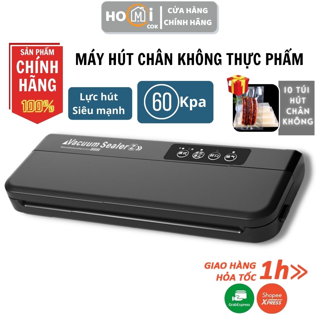 Máy hút chân không thực phẩm mini cao cấp Homicok bảo hành 12 tháng bảo quản thực phẩm tiện lợi TẶNG KÈM 10 túi nhám