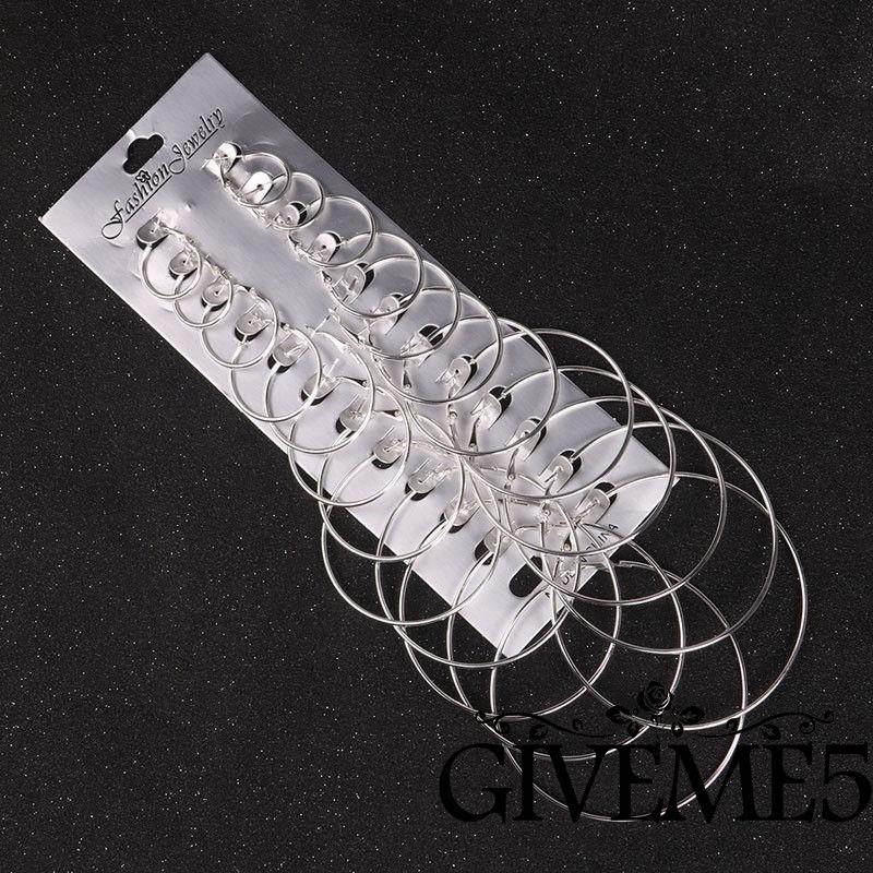 Set 12 đôi bông tai nữ thời trang hình tròn nhiều kích cỡ