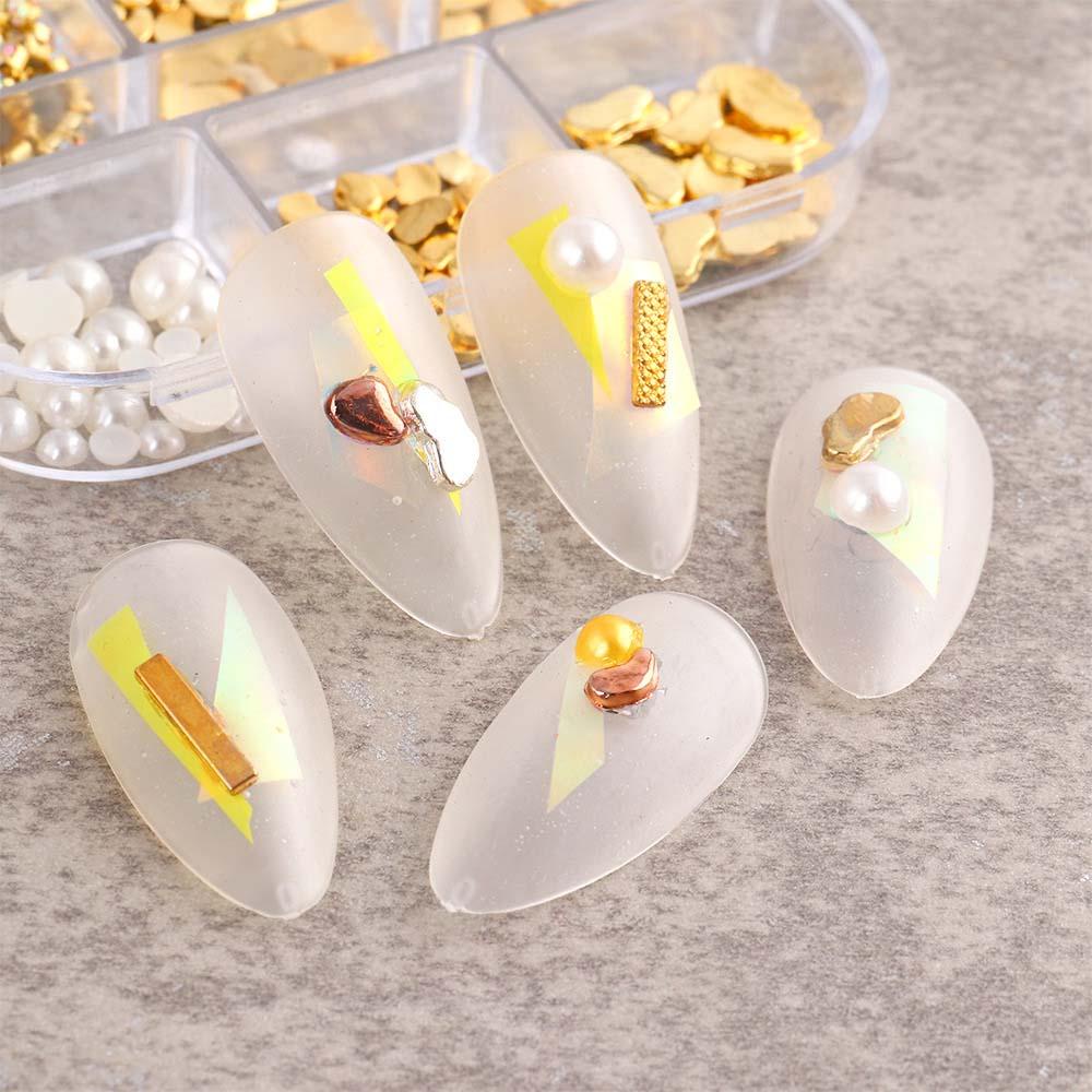 Miếng Dán Trang Trí Móng Tay Hình Hoa Hồng Đẹp Mắt|Ngọc Trai Giả|Phụ Kiện Kim Loại 3D Chuyên Dụng Dành Cho Máy Khoan