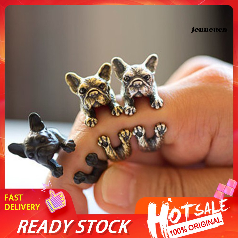 Nhẫn Hở Hình Chó Bull Phong Cách Retro Dành Cho Nam Và Nữ