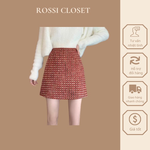 Chân váy dạ tweed lấp lánh phong cách sang chảnh siêu xinh _ hàng ORDER