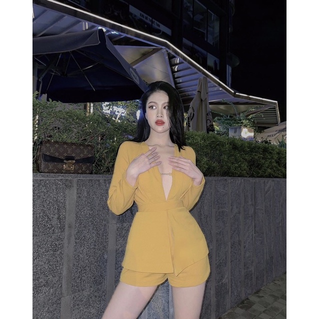 Yoona Auth &HM2T-Jumpsuit short tay dài V ngực sexy sang chảnh Yn