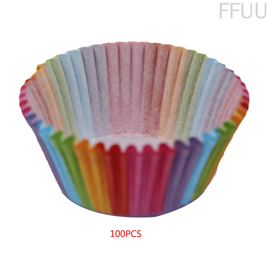 100 Cốc giấy làm bánh cupcake màu sắc cầu vồng