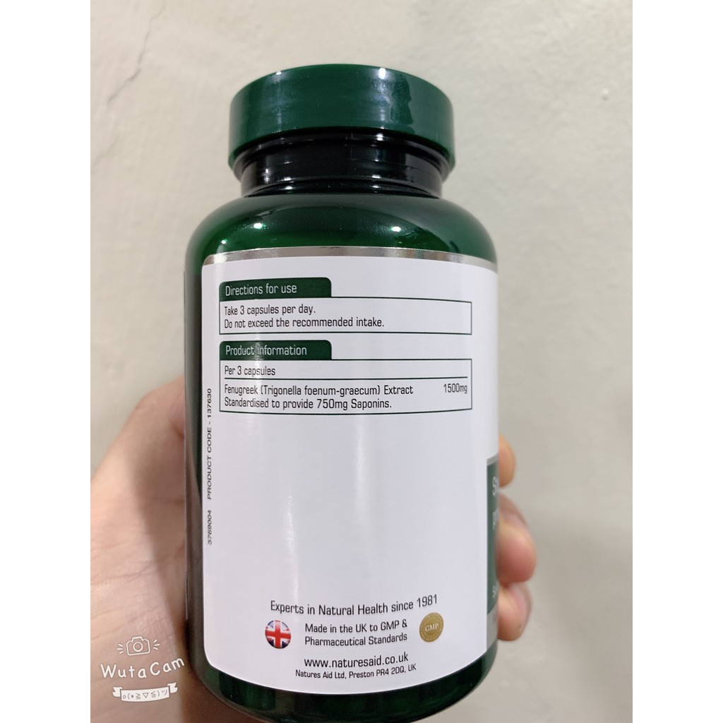 (date 2024) Viên lợi sữa Cỏ cà ri Fenugreek Natures Aid 500mg, Anh, 90 viên