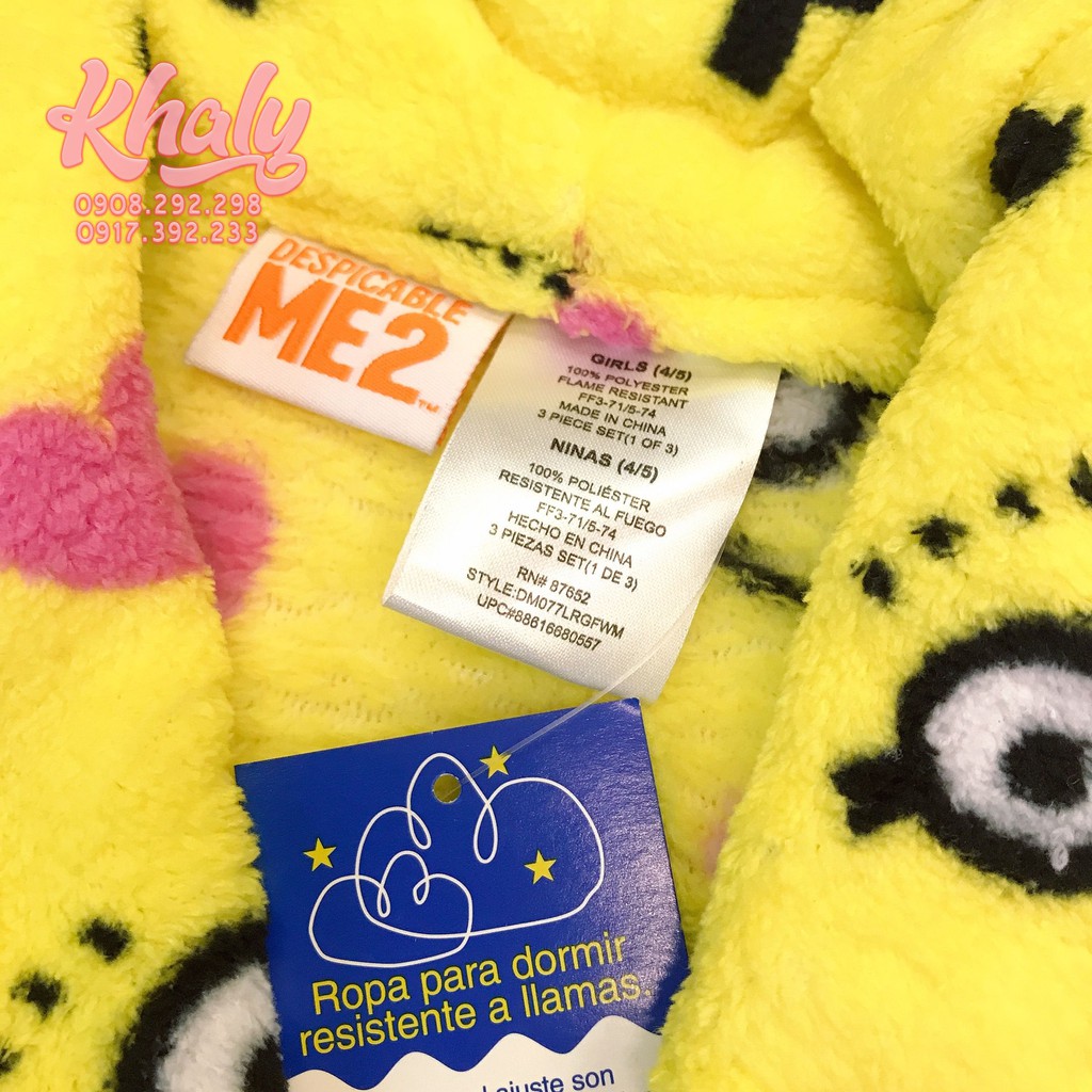 Áo khoác tắm lông mịn trẻ em hình Minions màu vàng size XS cho bé trai 4,5 tuổi ( MỸ US-UK) - AKTMINI