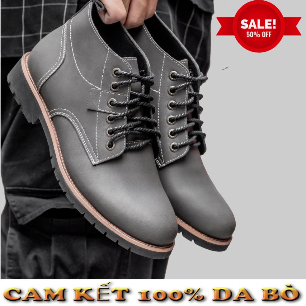giày boot nam da bò cao cấp cổ lửng [b0t buc]