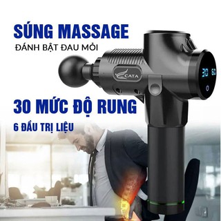 SÚNG, MÁY MASSAGE CẦM TAY CAO CẤP CÁT Á EM009 - 30 Mức độ rung, 6 đầu trị liệu- Trị đau nhức, giảm căng cơ [BH 12 tháng]