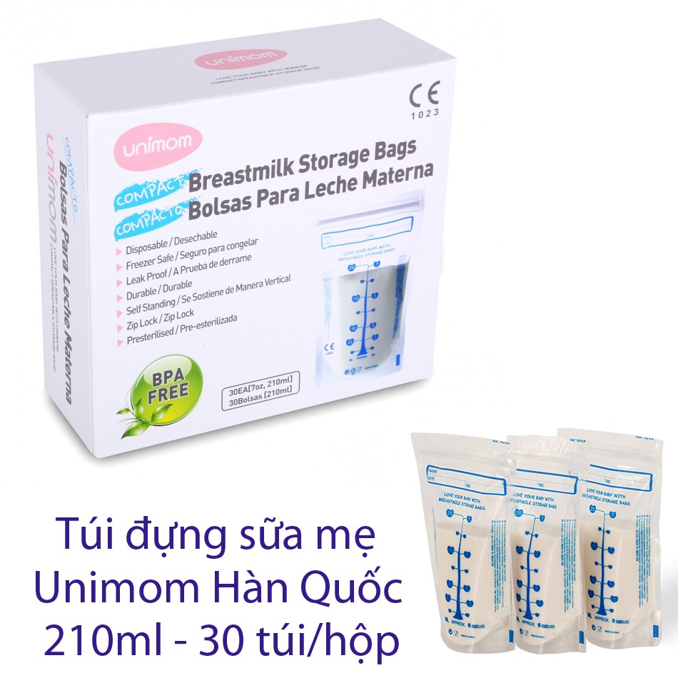 Túi đựng sữa mẹ Unimom Hàn Quốc không có BPA 210ml - Chính hãng UM870268