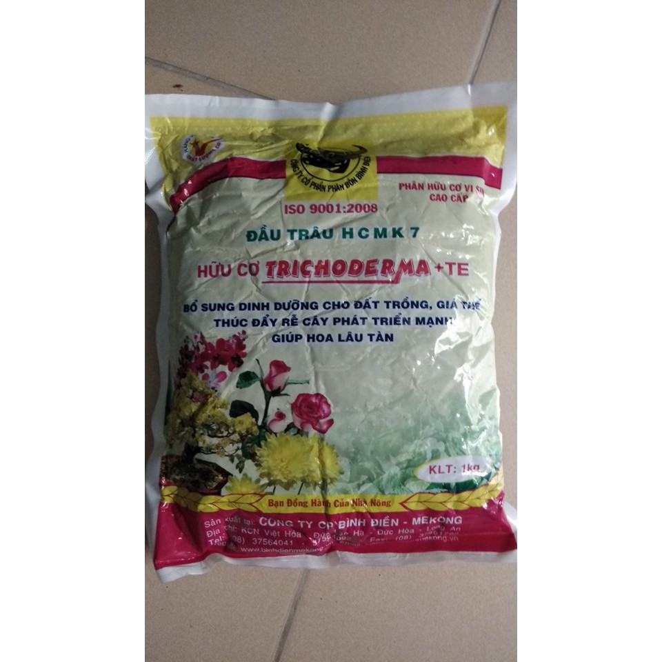 Phân bón đầu trâu NPK + Trichoderma 1kg - Cải tạo đất, Thúc đẩy năng xuất, hoa/quả lâu tàn