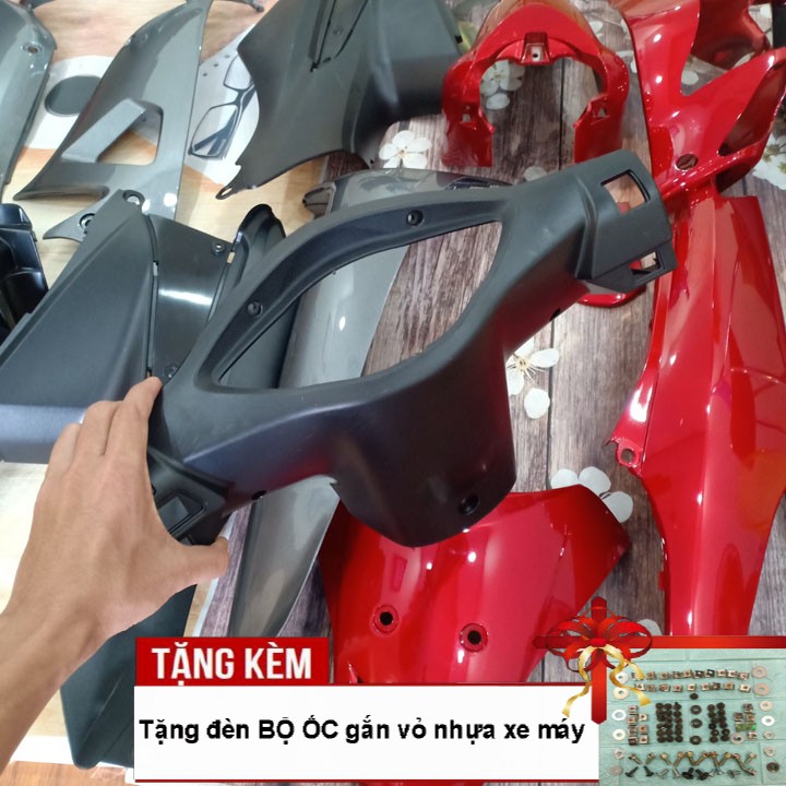 Dàn áo Loại Phanh Cơ- Ổ khóa Vuông xe Wave RS -S100 - Alpha 100 đời 2006 đến 2016 màu ĐỎ ĐUN yếm Ghi - Tặng bộ ốc dàn áo