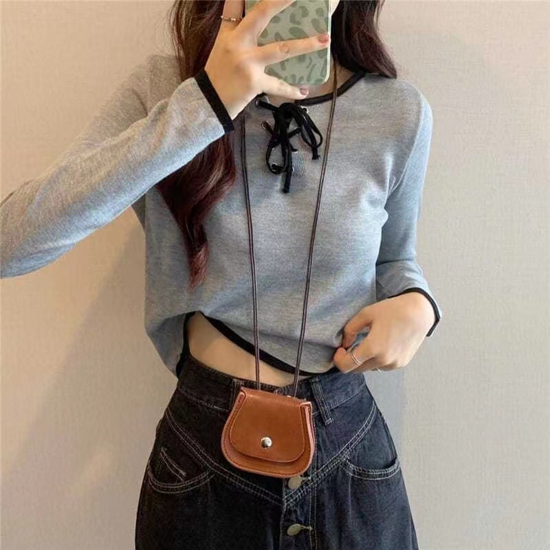 Áo Thun Nữ Tay Dài Dáng Rộng Phong Cách Hàn Quốc