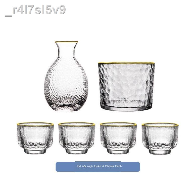 Ấm đựng rượu thủy tinh hình búa bình rượu sake kiểu Nhật bình rượu ấm bình rượu gia đình bộ rượu nóng bình rượu nhỏ ly r