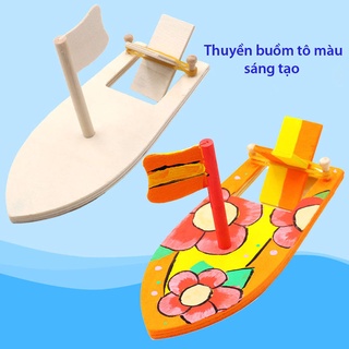 Thuyền buồm gỗ tô màu sáng tạo