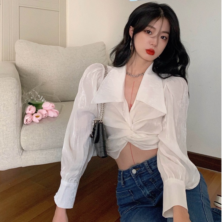 Áo Sơ Mi Ngắn Tay Thắt Nơ Thời Trang Hàn Quốc Cho Nữ