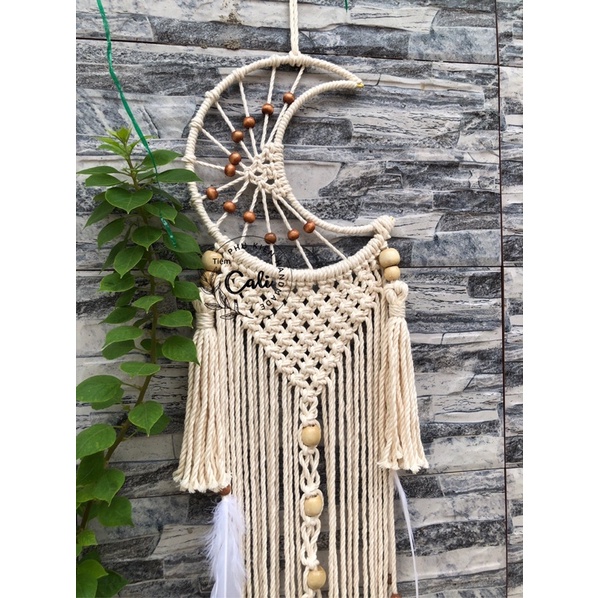 Dreamcatcher macrame tròn, trăng khuyết