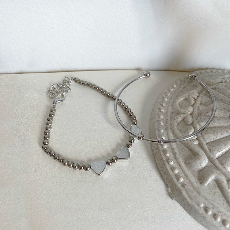 Vòng Tay Chuỗi Hạt Hình Trái Tim Thời Trang Phong Cách Punk Cá Tính 22347