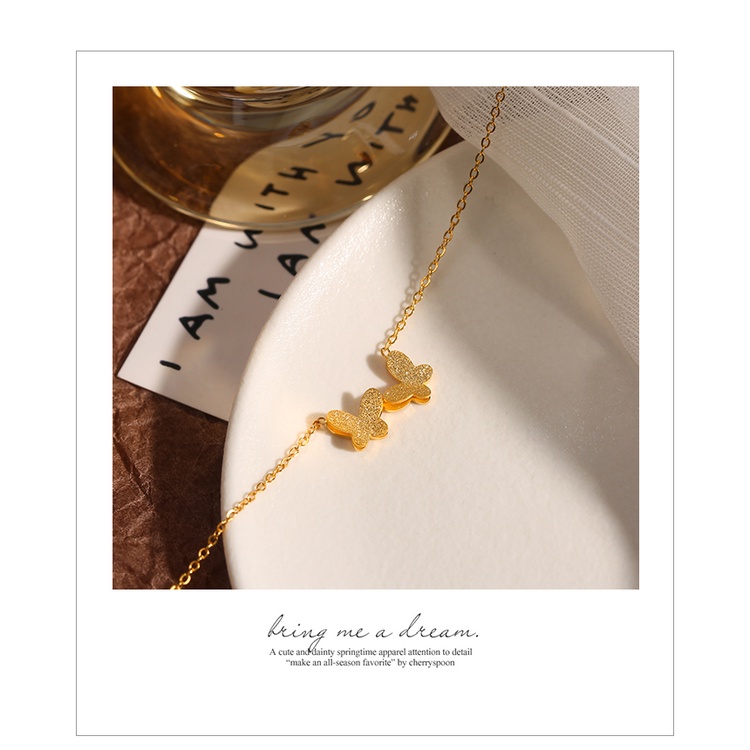 Dây chuyền titan bướm đôi mini phun cát TT5677  - CAM KẾT KHÔNG GỈ, KHÔNG BAY MÀU - BẢO HÀNH 12 THÁNG.