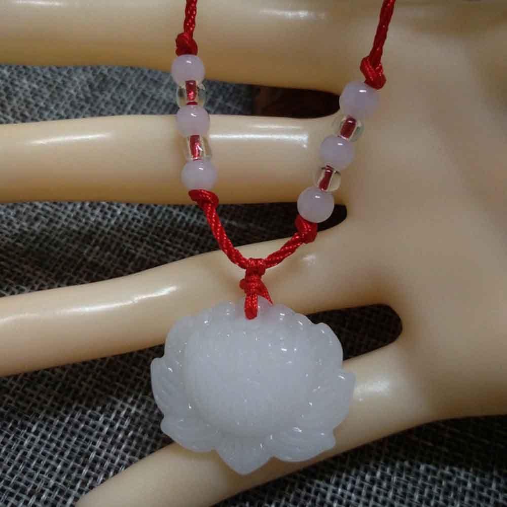 Needway Vòng cổ Bùa Hộ Mệnh Hoa Sen Trắng Chạm Khắc Thủ Công Thời Trang Bán Chạy