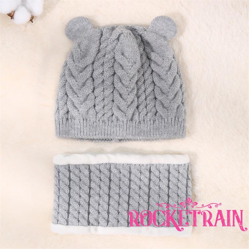 Set Mũ beanie Kèm Khăn Choàng Cổ Dễ Thương Cho Bé