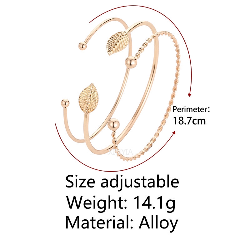 Set 3 vòng tay hợp kim thiết kế đơn giản phong cách vintage