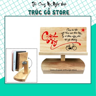 Giá đỡ điện thoại bằng gỗ viết chữ thư pháp, xem phim, nghe nhạc tiện lợi - chữ Sống