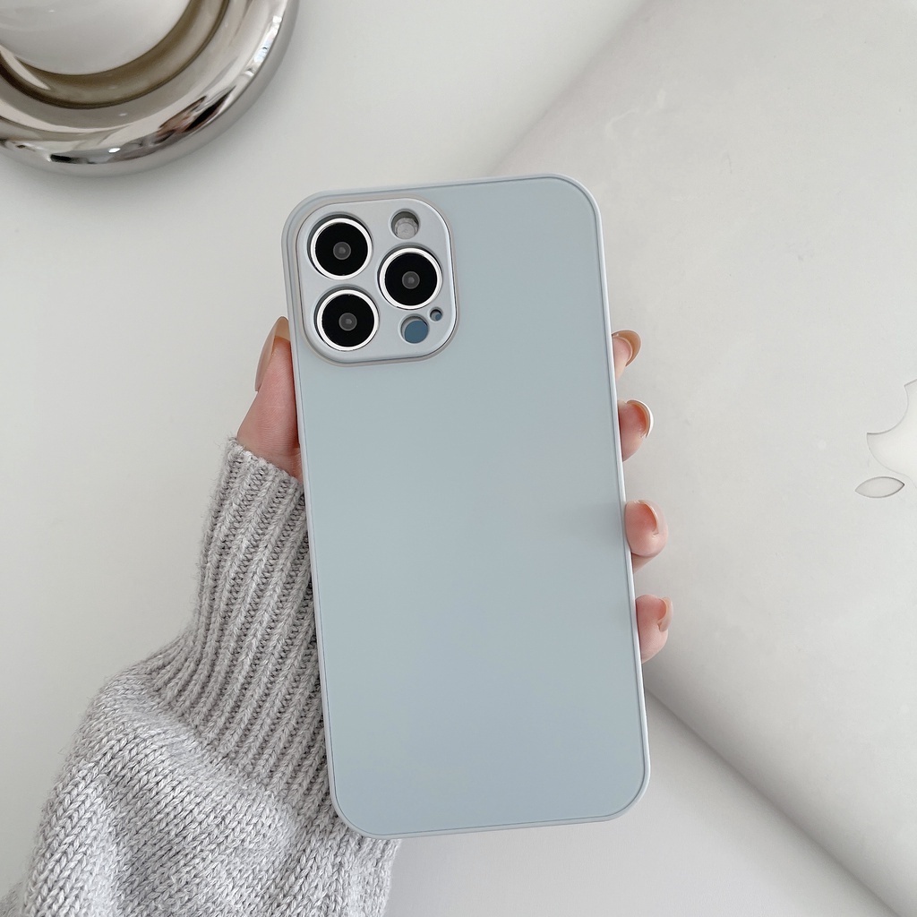 Ốp Điện Thoại Mặt Kính Cứng Chống Bám Vân Tay Cho IPhone 13 12 11 Pro Max