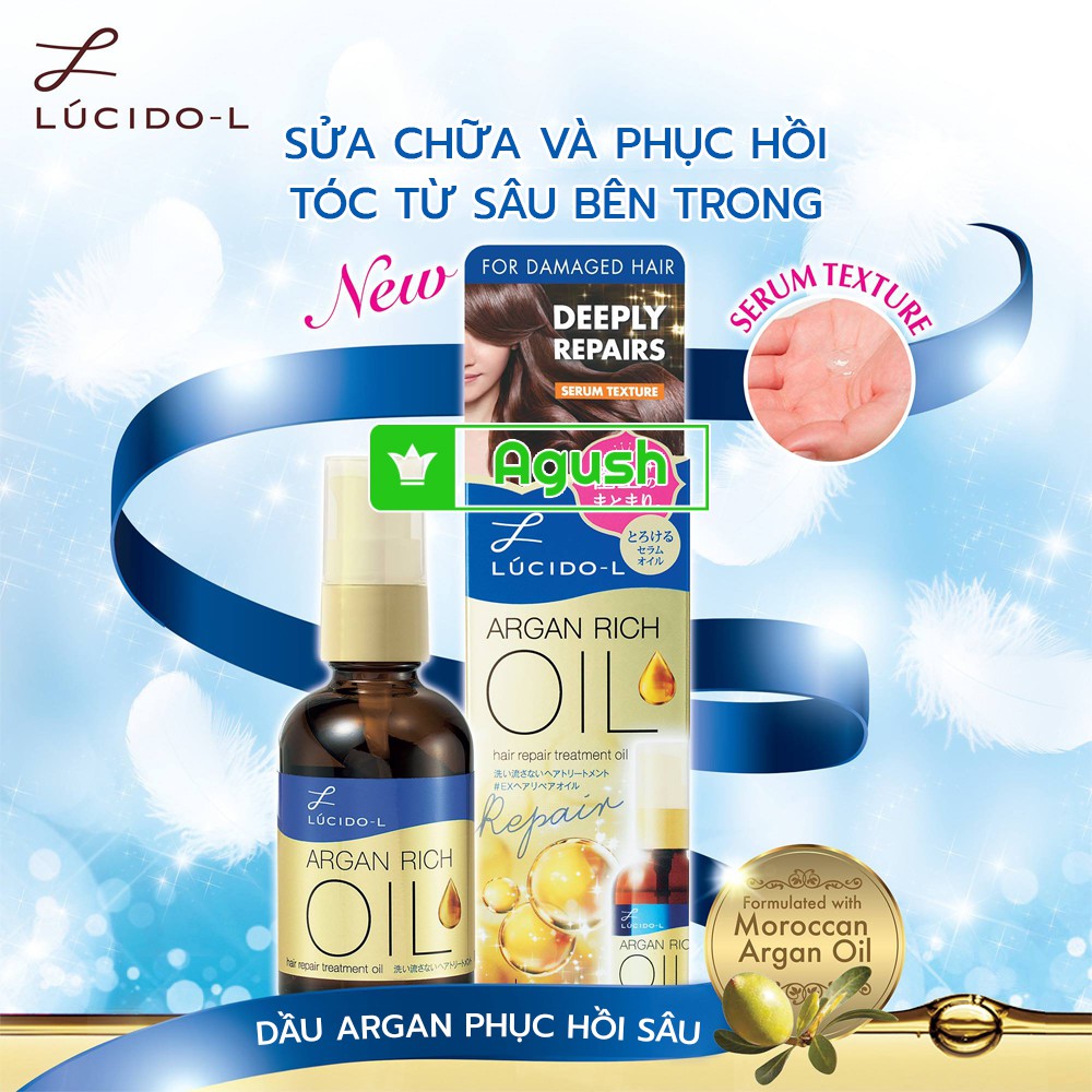 Dầu dưỡng tóc Argan Oil không bết Lucidol-L Hair Repair Treatment 60ml chính hãng bóng mềm mượt tóc khô thơm nước hoa