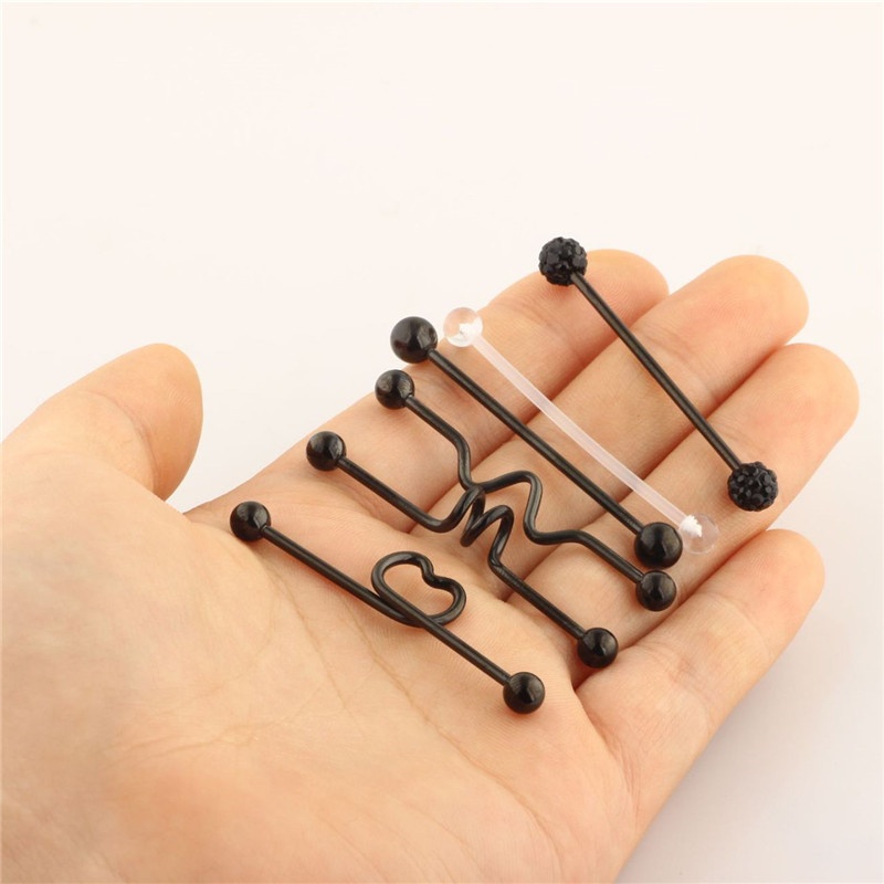 Set 6 Khuyên Tai Thanh Tạ 14G 38mm Màu Cầu Vồng