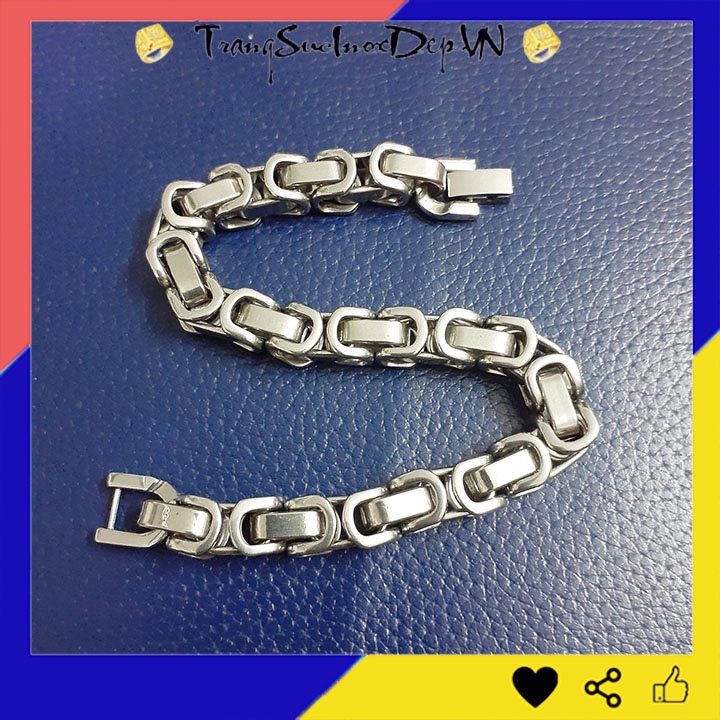 Lắc tay nam inox kiểu xích vuông 8mm khóa bộ sáng đẹp không đen, không gỉ, Thể hiện đẳng cấp phái mạnh