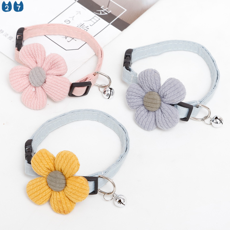 Vòng cổ mèo hình hoa hướng dương 3d bằng cotton dễ thương