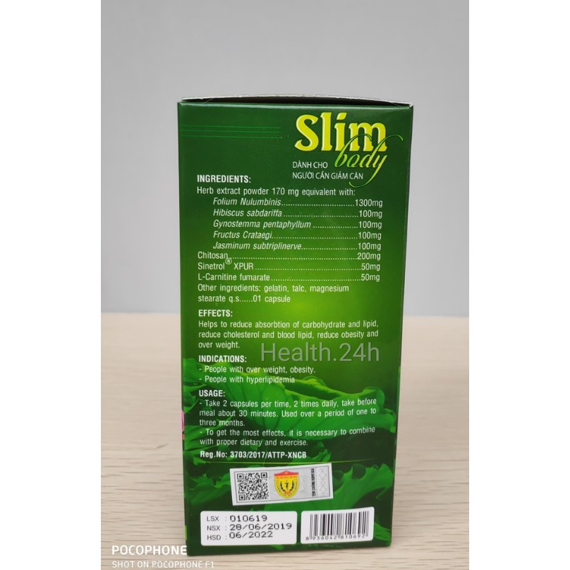 Viên uống Giảm Cân Slim Body Học Viện Quân Y - Hộp 100 Viên