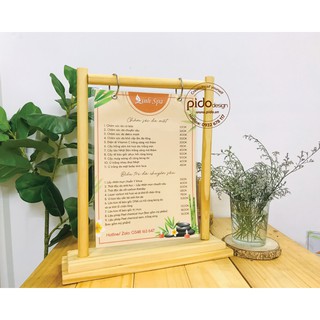 Kệ Treo Menu Quán Cafe, cửa hàng bằng Gỗ thông PALLET (Kt A5 - A4)
