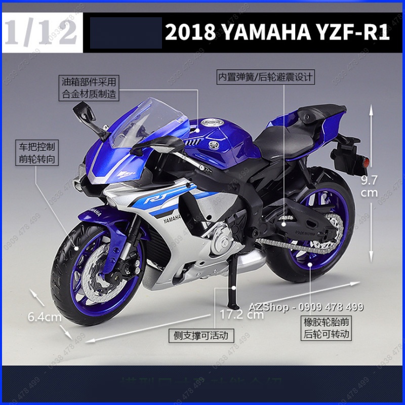 Mô Hình Xe Môtô Yamaha YZF-R1 Tỉ Lệ 1:12 - New - MSZ - 8736.1