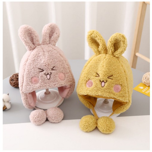 Mũ len TAI THỎ MÁ HỒNG cho bé bịp kín tai cực ấm cho bé từ 6 tháng đến 3 tuổi