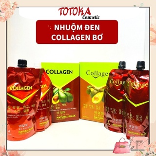 Nhuộm đen tóc Collagen Bơ Hàn Quốc - Nhuộm tóc bạc, Phủ bạc tóc không gây bết dính Loại 1 - Loại 2 TN03