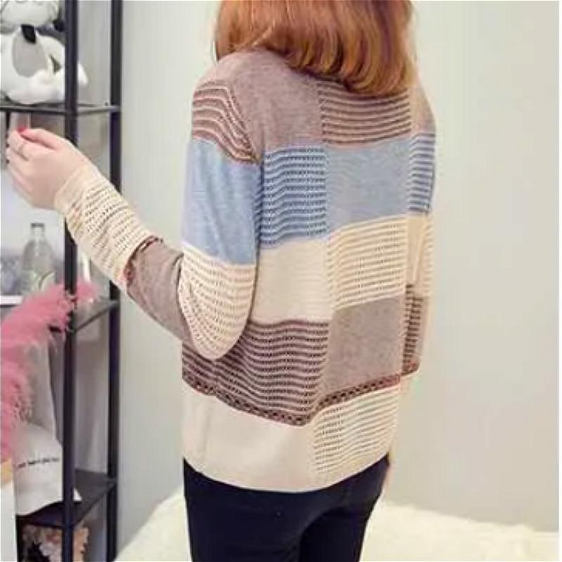 Áo Len Tay Dài Họa Tiết Sọc Ngang Phong Cách Hàn Quốc Dành Cho Nữ