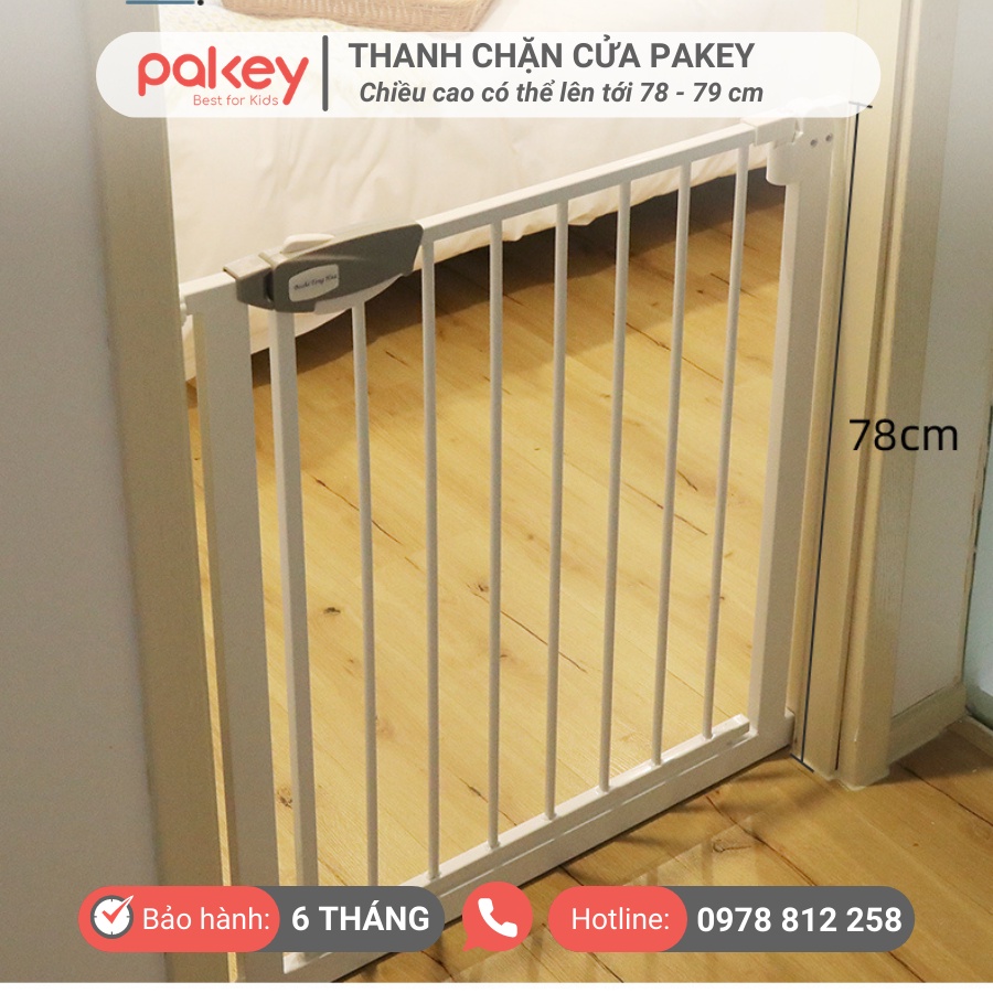 Thanh chắn cửa Pakey KHÔNG KHOAN ĐỤC nâng cấp tự động đóng, thanh chắn cầu thang chính hãng cao cấp