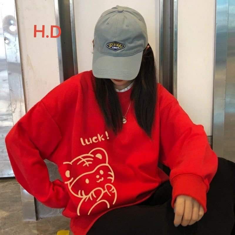 [CÓ EM LÀ THÊM MAY MẮN] ÁO ĐỎ HÌNH HỔ LUCK CHẤT NỈ COTTON MỀM MỊN XỊN PHỐ THỜI TRANG HOTTEEN
