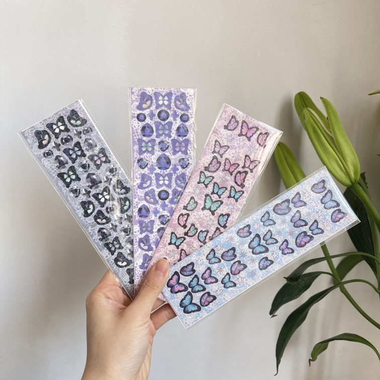 Miếng dán bằng chất liệu PET chống thấm nước họa tiết bươm bướm xinh xắn dùng trang trí thủ công