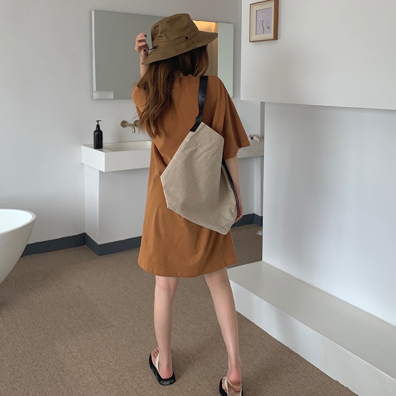 Áo thun SUXI ngắn tay cổ tròn màu sắc đơn giản phong cách thời trang mùa hè