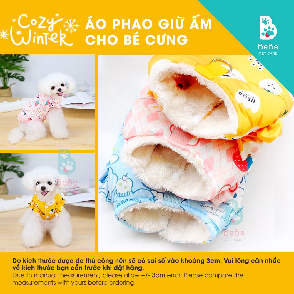 [Siêu Đáng Yêu] Áo Phao Hỗ Trợ Giữ Ấm &amp; Chống Thấm Nước Với Nhiều Họa Tiết Hoạt Hình Cực Kỳ Dễ Thương Cho Thú Cưng