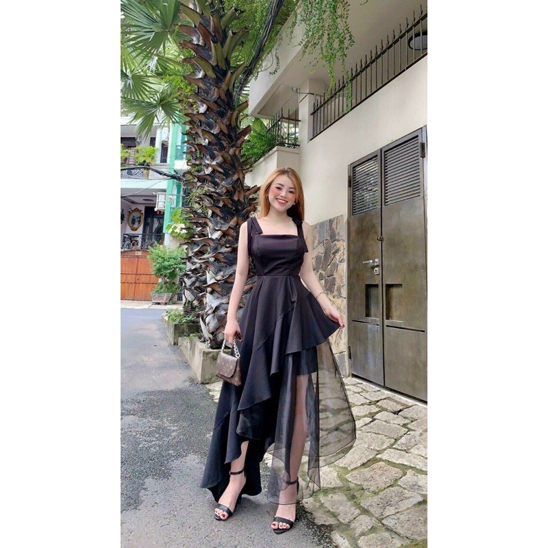 Đầm maxi đắp chéo 3 tầng hai dây cột có mút ngực cao cấp (Có ảnh thật) | BigBuy360 - bigbuy360.vn