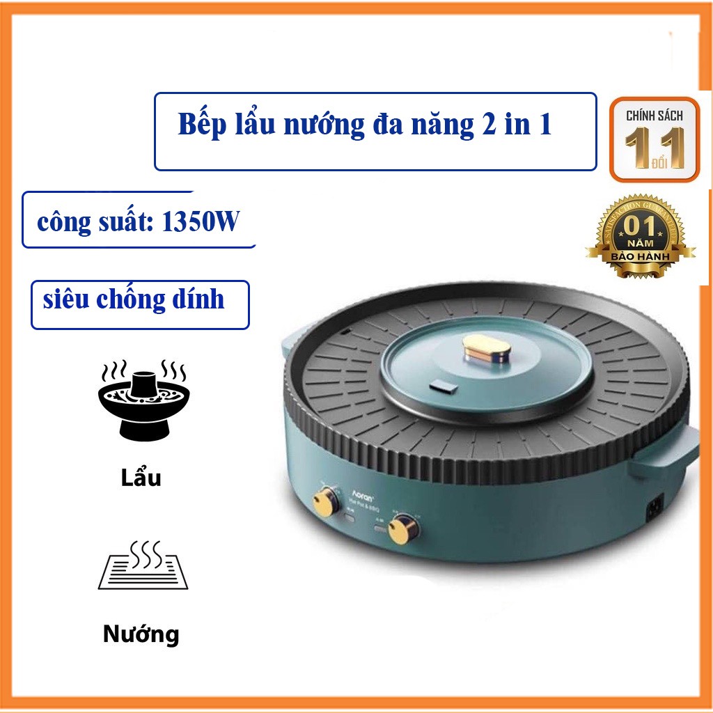 Nồi lẩu nướng tròn NINESHIELD 2 in 1 tiện lợi thích hợp cho 3-5 người ăn bếp lẩu nướng tròn bếp lẩu nướng Nineshield