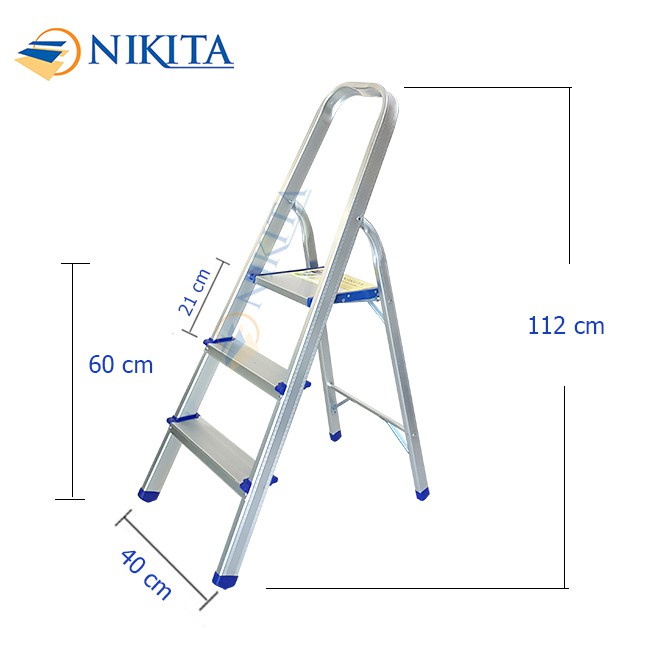 THANG GHẾ NHÔM GIA ĐÌNH 3 BẬC - BH 24 THÁNG - CHÍNH HÃNG NIKITA