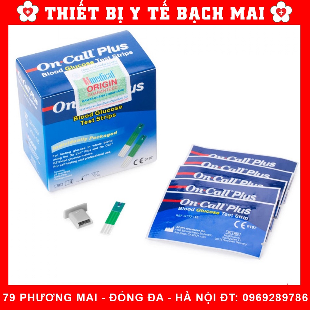 Hộp 25 Que Thử Đường Huyết On Call Plus [Que Rời, Hàng Chính Hãng]