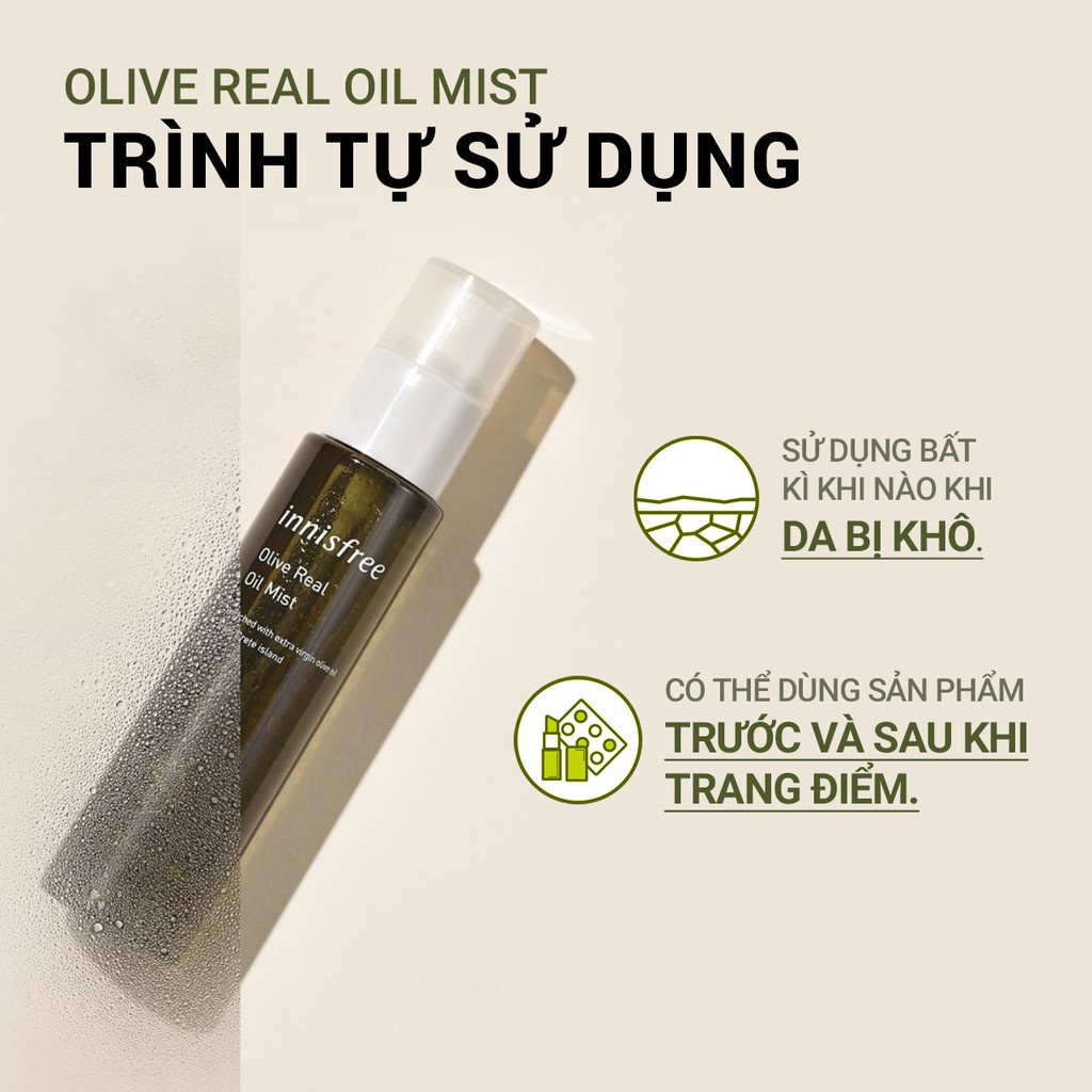 [Mã COSIF05 giảm 10% đơn 400K] Xịt khoáng dưỡng ẩm innisfree Olive Real Oil Mist 80ml