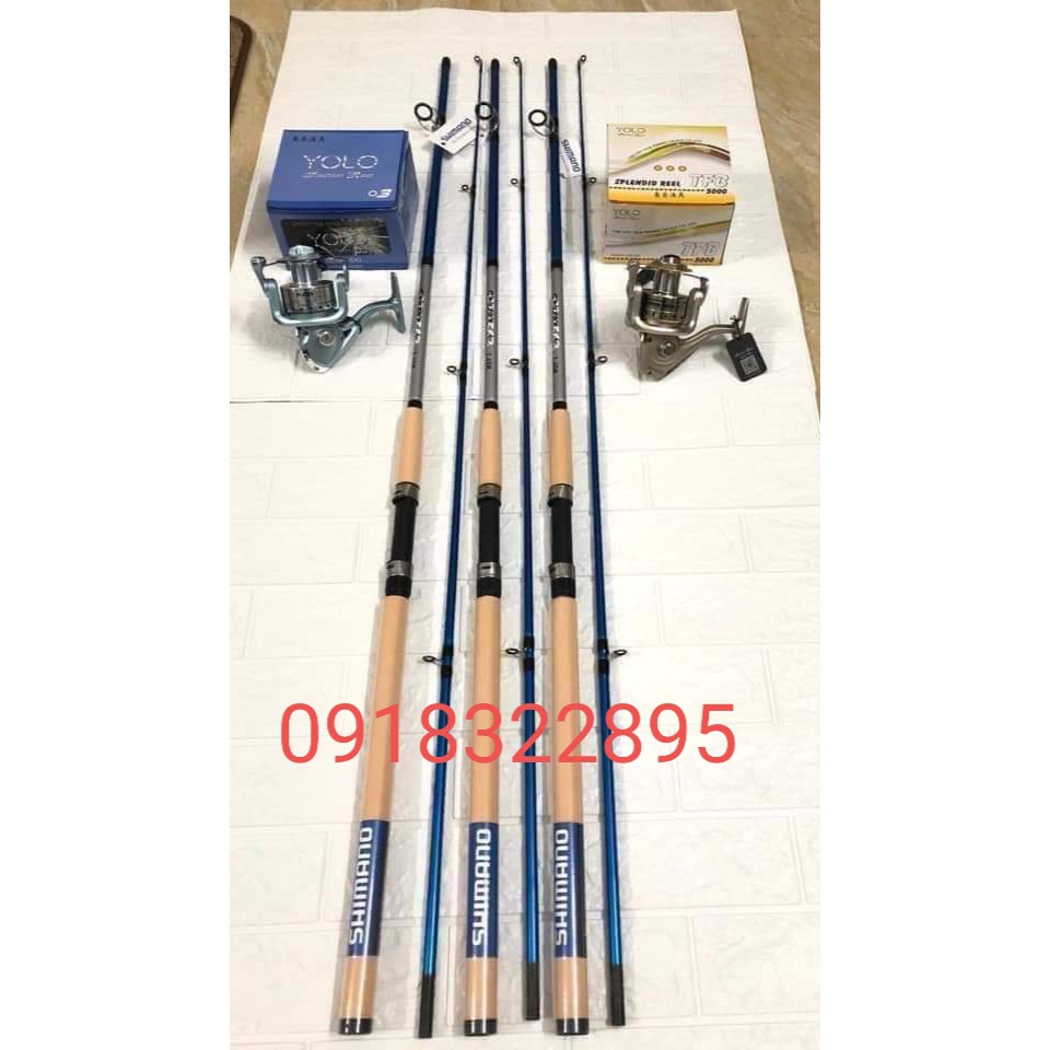 Bộ cần SHIMANO 2 KHÚC RỖNG CRUZAR VỚI MÁY YOLO KIM LOẠI