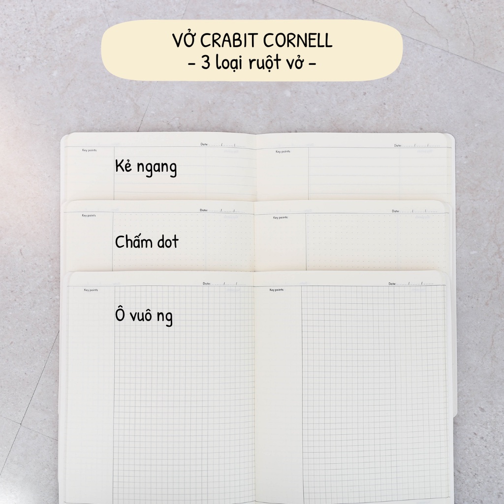 [Mã LIFEB04ALL giảm 10% tối đa 15K đơn 0Đ] Vở cornell 120 trang Crabit Food, vở cornell chấm dot, ô vuông, kẻ ngang