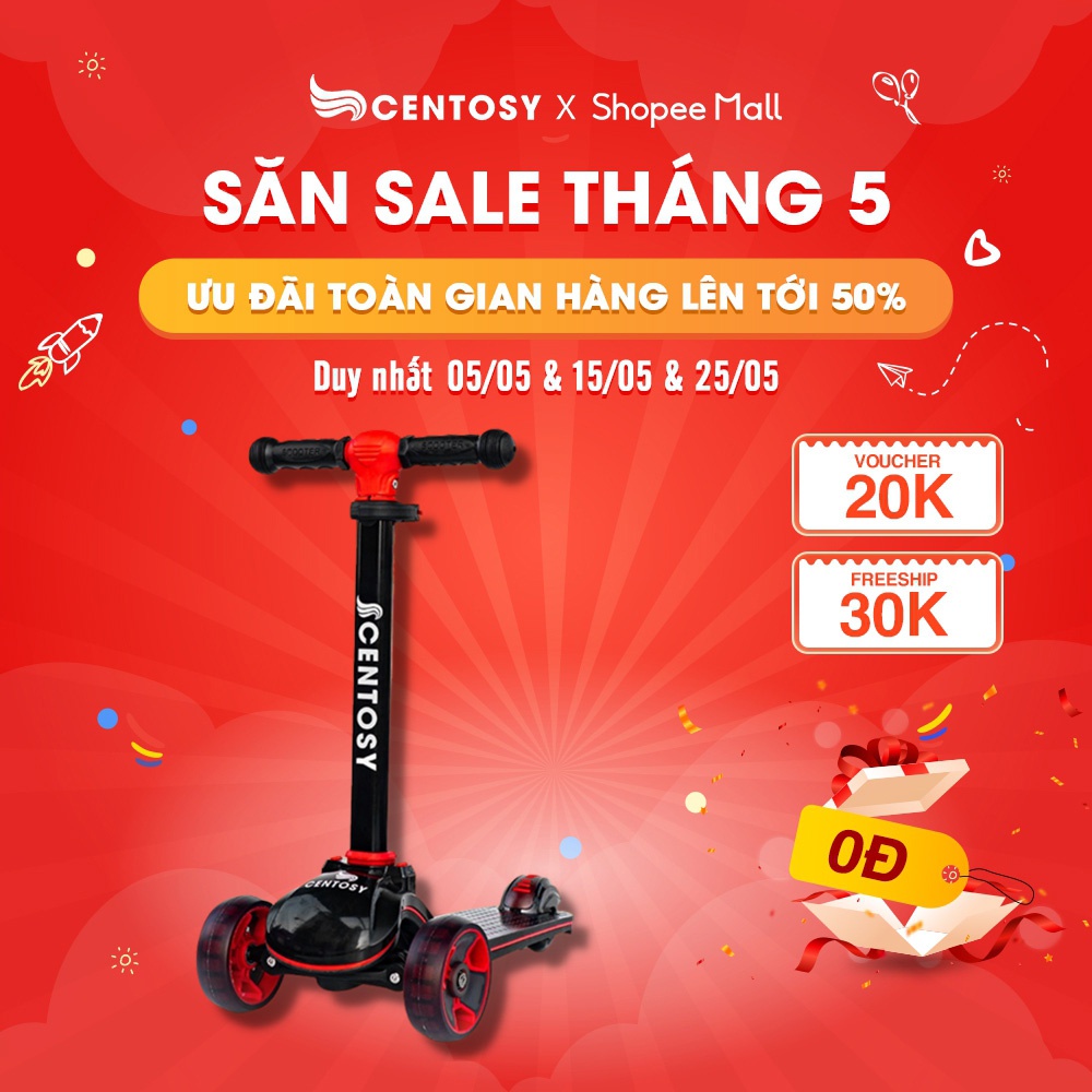 Xe Scooter Trẻ Em Cao Cấp - Centosy Scooter S5 - Bánh Đèn Phát Sáng, Form Chắc Chắn