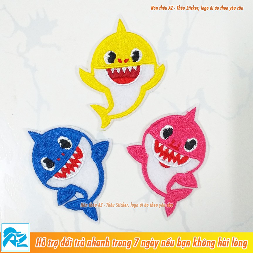 Sticker ủi thêu hình cá mập baby shark - Patch vải ủi áo thun balo S148